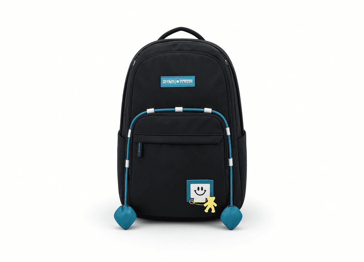 Kids Black Smiley Backpack