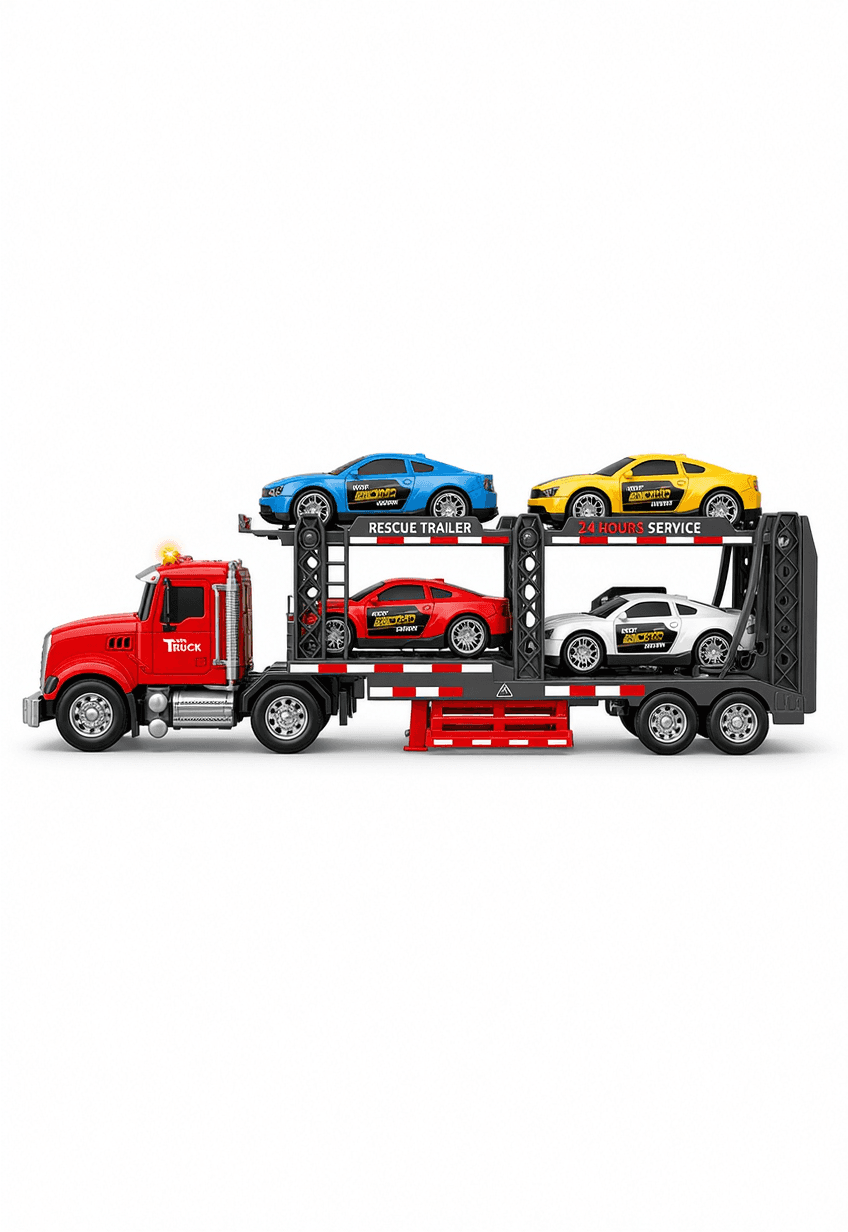 Rescue Trailer Car Carrier Truck Toy Set