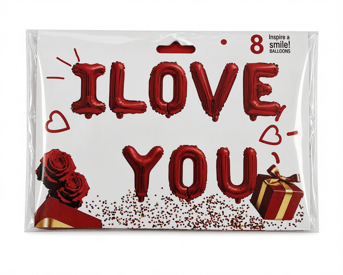 I Love You Red Foil Balloon Set