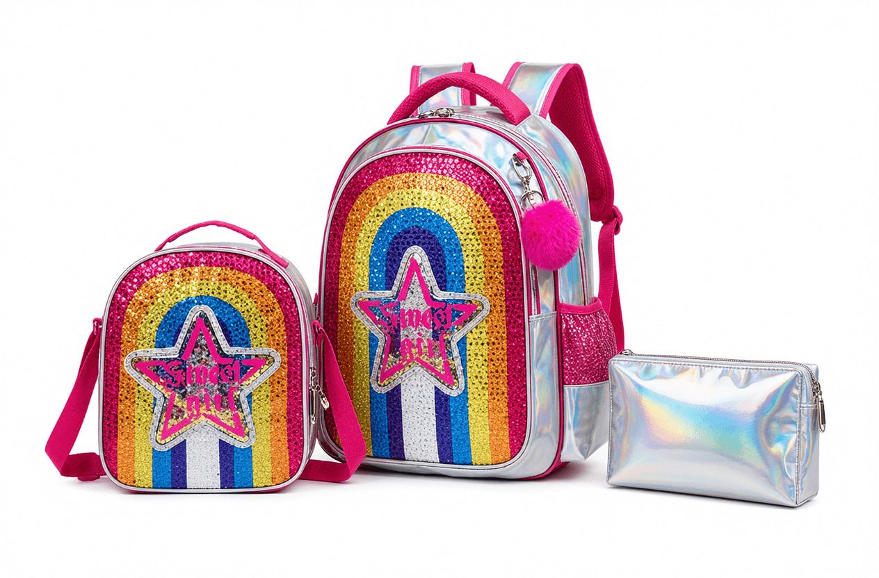 Rainbow Sequin Sweet Girl Backpack 3-Piece Set