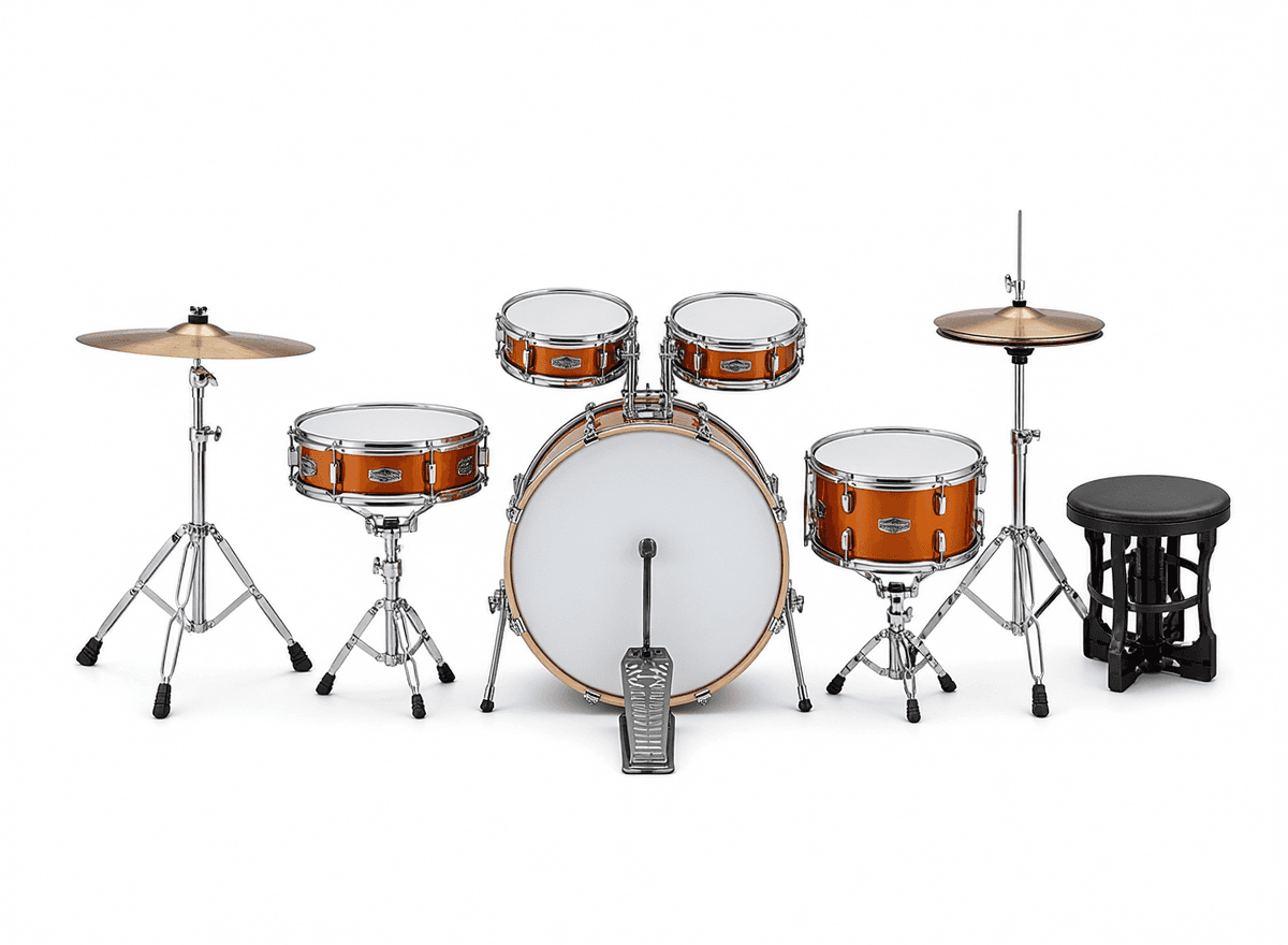 Kids Orange Drum Set with Cymbals