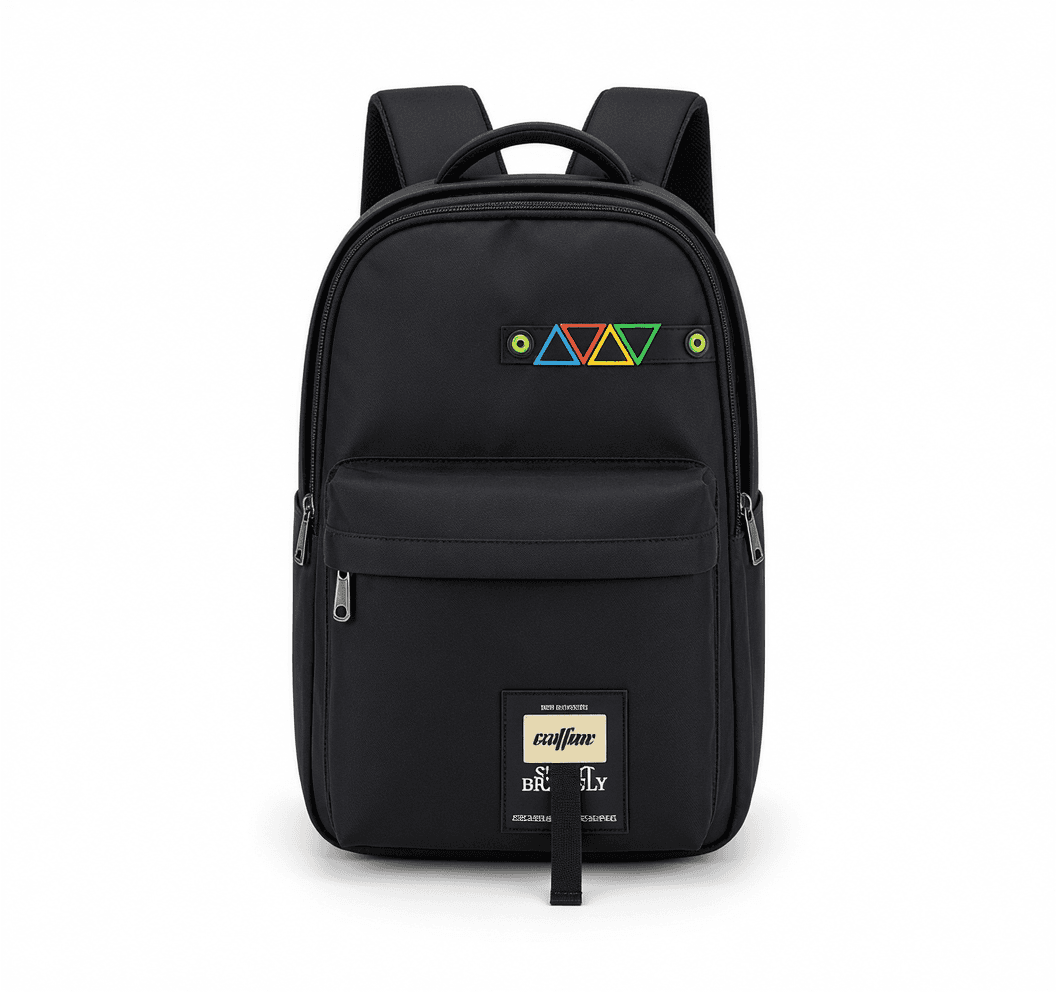 Black Kids Backpack with Rainbow Triangles