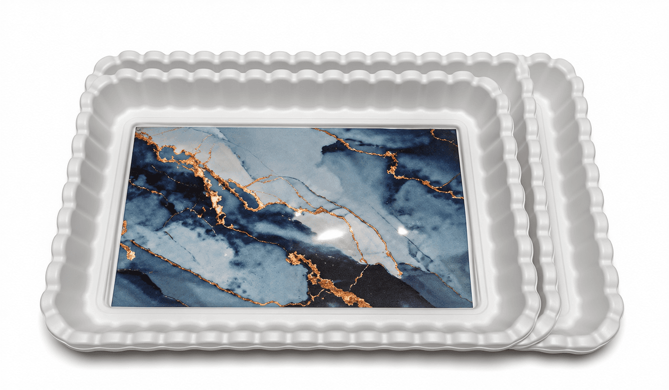 Marble Pattern Serving Trays Set