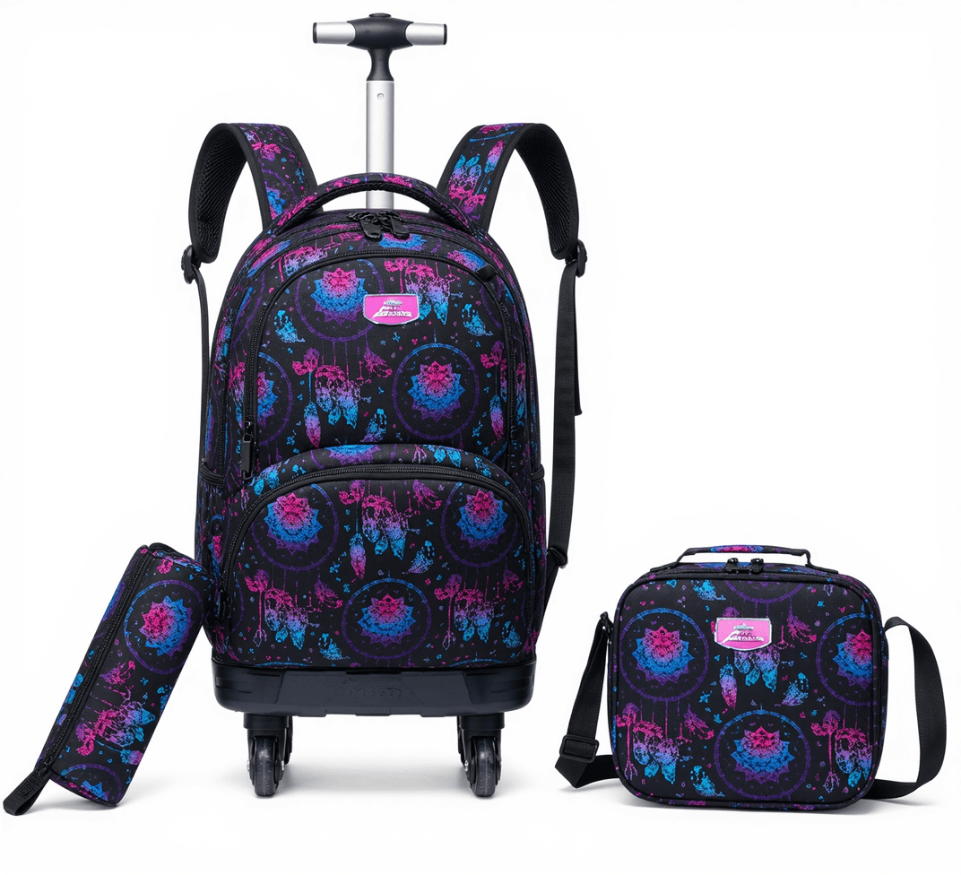 18" Rolling Trolley Backpack 3-Piece Set