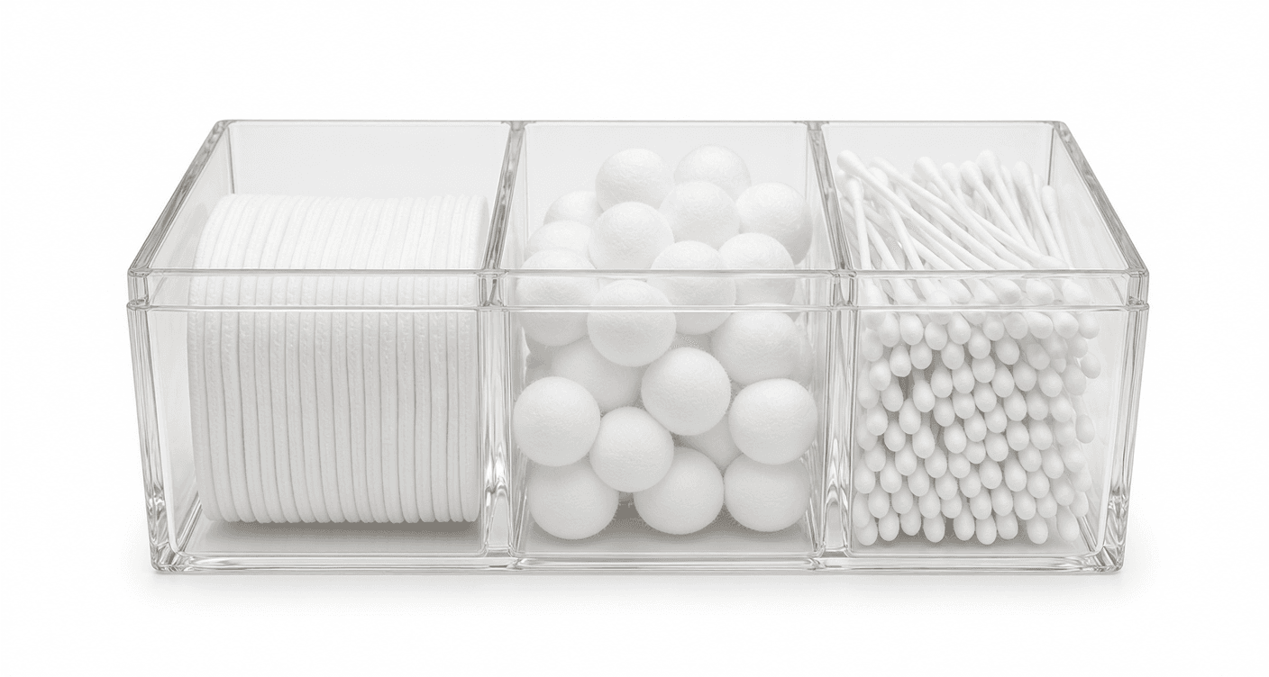 3-Compartment Acrylic Cotton Care Organizer