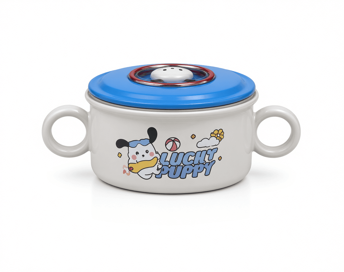 Lucky Puppy Kids Stainless Steel Bowl with Lid